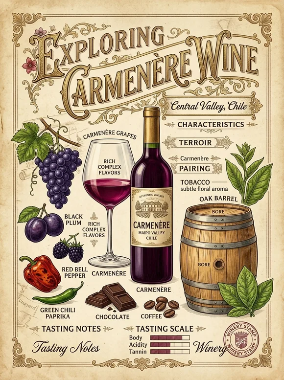 Carmenère — poster and bottle