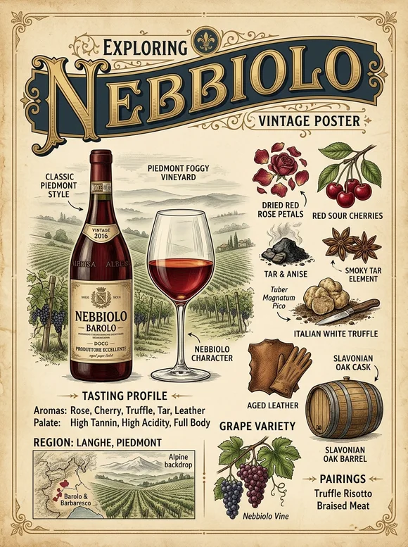 Неббиоло — poster and bottle