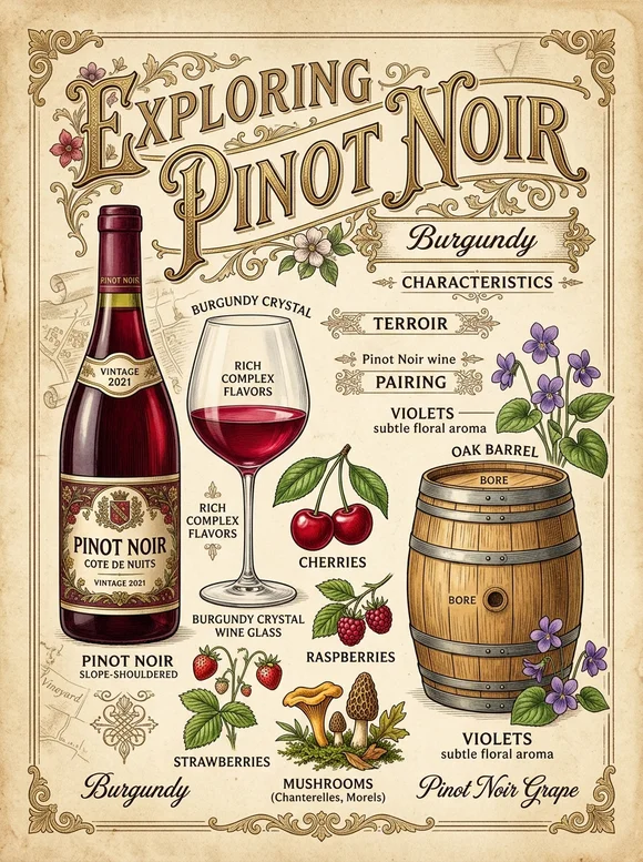 Пино нуар — poster and bottle